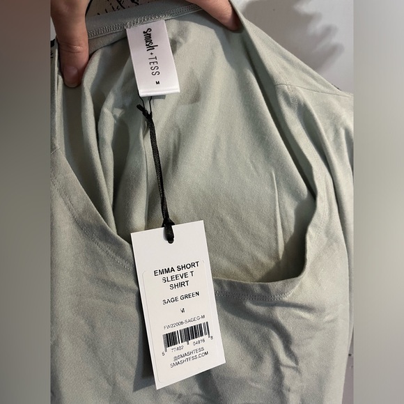 NWT Smash+Tess short sleeve tee, puff sleeves, sage green - Picture 3 of 3